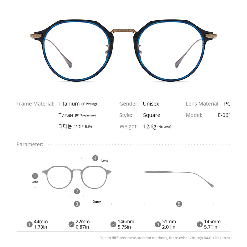 FONEX Titanium Glasses Men Simple Design Retro Square Eyeglasses 2023 New Women Eyewear E-061