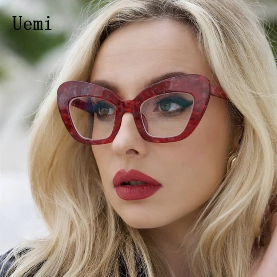 New Fashion Vintage Anti Blue Light Cat Eye Women Glasse Retro Designer Eyeglasse Frame Ladies Ins Trending Clear Computer