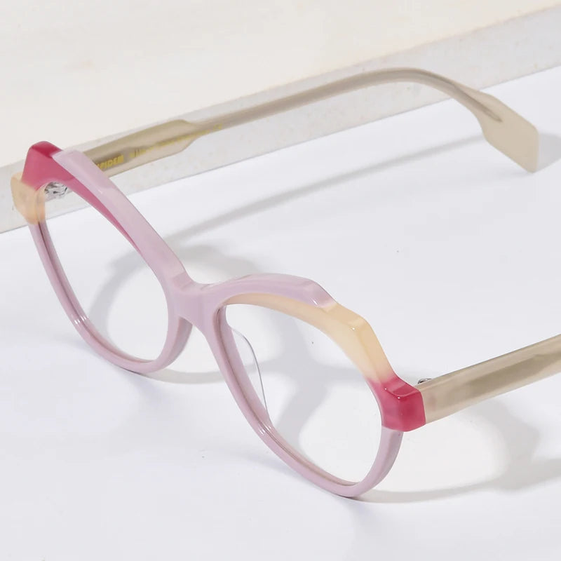 HEPIDEM Multicolor Acetate Glasses Women Cat Eye 2023 New Design Eyeglasses Trendy Spectacles Eyewear 9331