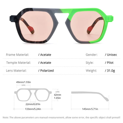 HEPIDEM Matte Acetat Polarisierte Sonnenbrille Männer Einfache Mode Retro Design Pilot Sonnenbrille UV400 2024 Neue Frauen Shades H9286T