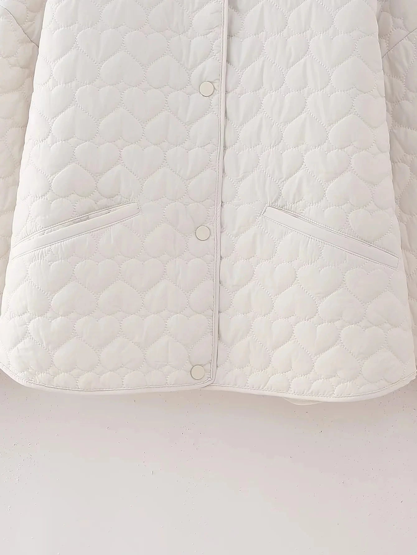 KAOPU ZA Women Fashion Heart-shaped quilted cotton Jacket Women's casual new spring pocket coat