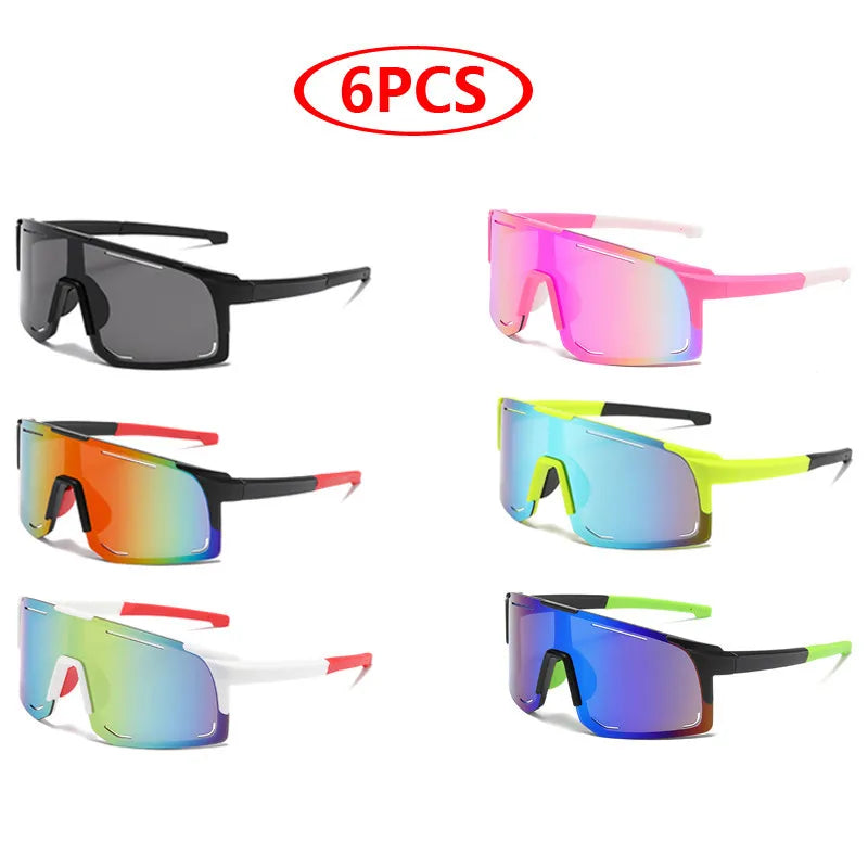 6pcs Cycling Sunglasses Riding Running Men Women Sports Sun Glasses Skiing Fishing Climbing Goggles Bike Mirror Lens Eyewear