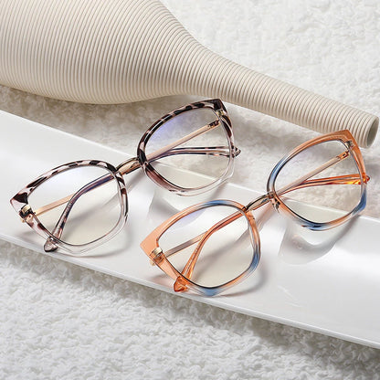 SHAUNA Retro TR90 Metal Cat Eye Women Colorful Glasses Frame Fashion Spring Hinge Men Anti-blue Light Eyewear Optical Frames