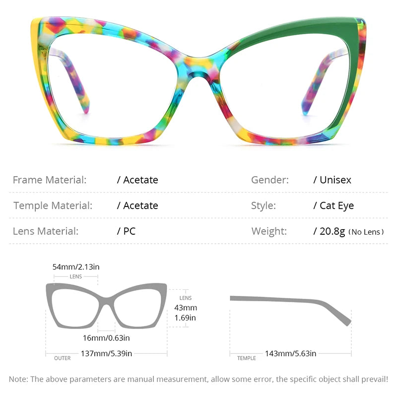 HEPIDEM Multicolor Acetate Glasses Women 2023 New Fashion Cat Eye Eyeglasses Spectacles Eyewear H9336