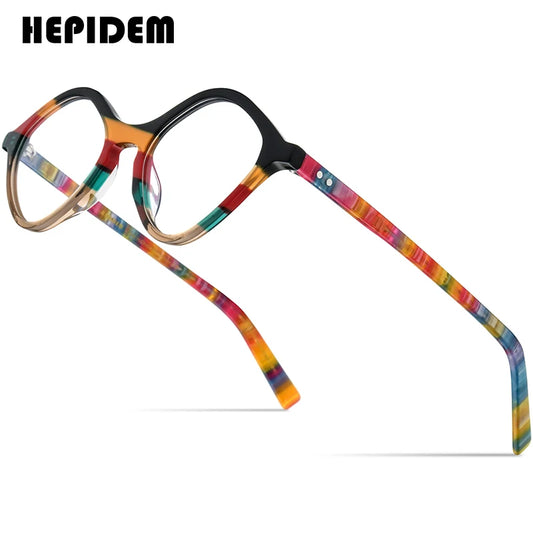 HEPIDEM Multicolor Acetate Glasses Women Designer Cat Eye Eyeglasses Frame Ladies Spectacle Eyewear 9218