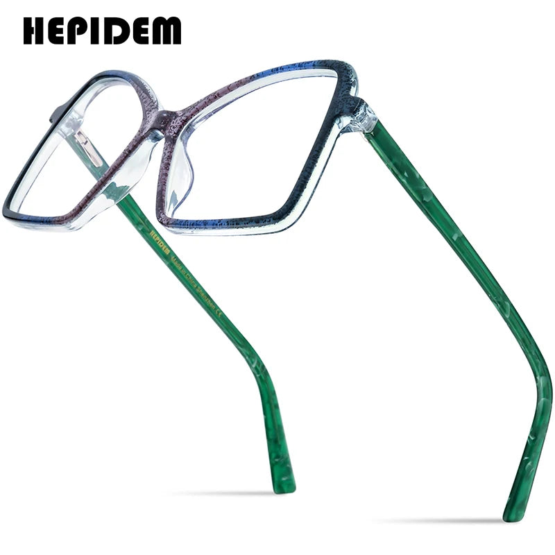 HEPIDEM Multicolor Acetate Glasses Women 2023 New Super Size Cat Eye Eyeglasses Spectacles Eyewear H9337