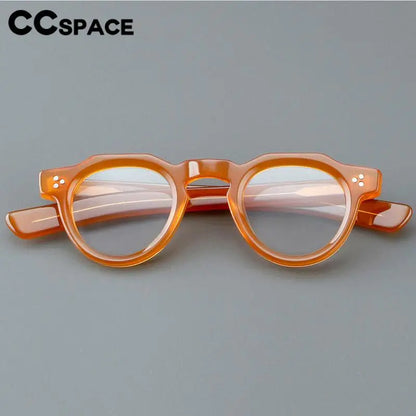 57171 Vintage Round Acetate Spectacles Frame Women Fashion Rivet Optical Transparent Eyeglass Men Trend Prescription Glasses