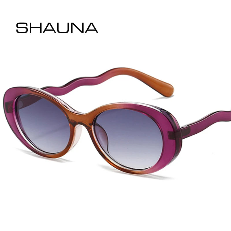 SHAUNA Mode Double Couleur Femmes Ovales Lunettes De Soleil Nuances UV400 Rétro Dégradé Lentilles Nuances UV400 Hommes Punk Unique Lunettes De Soleil