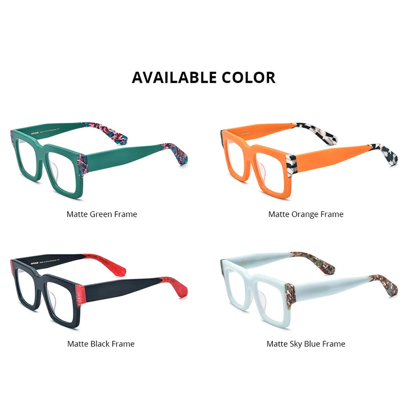 HEPIDEM Matte Acetate Glasses Men 2023 New Wide-Leg Square Women Eyeglasses Spectacles Eyewear H9288