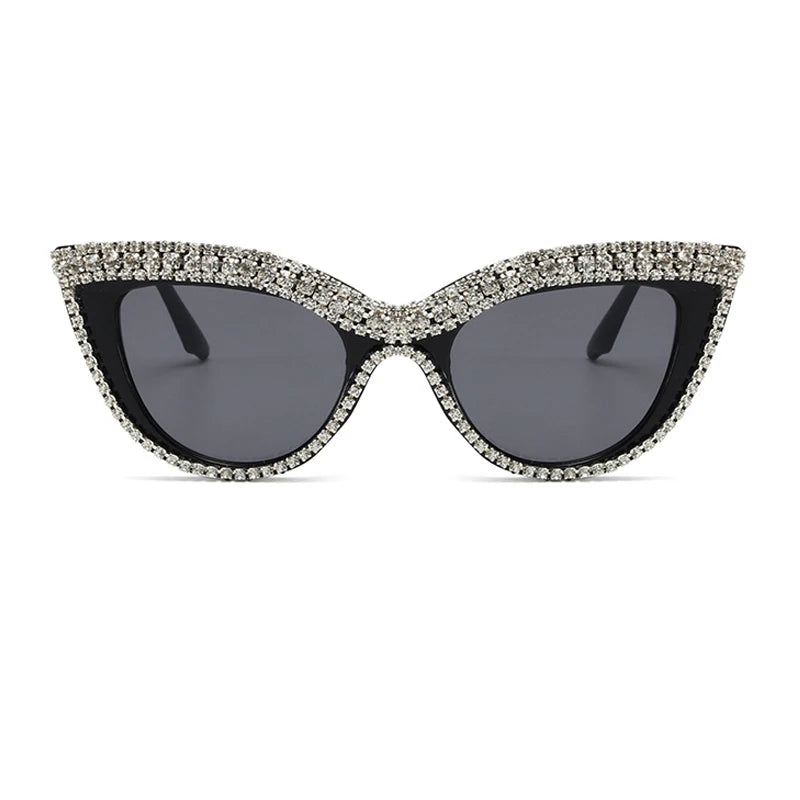 Vintage Cat Eye Sunglasses with Rhinestones 2024 New in Stylish Women Shades Ins Trendy Handmade Brand Designer Eyewear