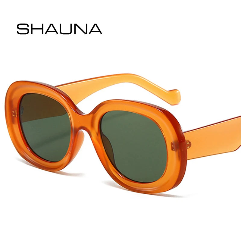 SHAUNA Fashion Oversized Oval Sunglasses Women Retro Trending Men Punk Sun Glasses