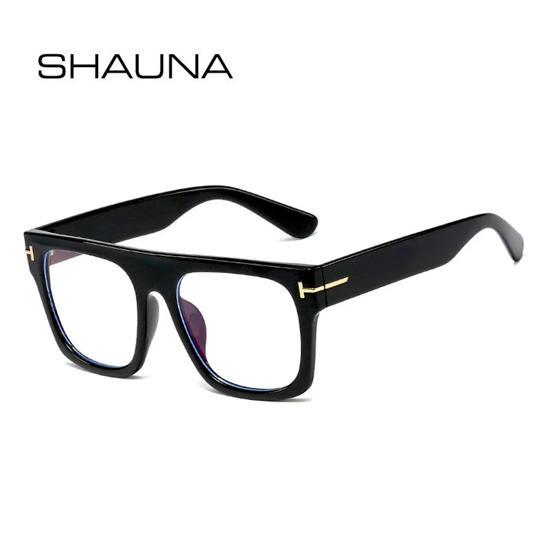 SHAUNA Anti-blue Light Oversize Square Eyeglasses Frame Women Optical Frame Men Glasses