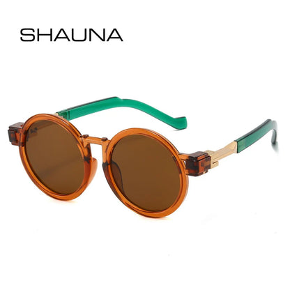 SHAUNA Mode Femmes Rondes Punk Lunettes De Soleil Rétro Marque Designer Nuances UV400 Hommes Tendance Transparent Dégradé Lunettes De Soleil