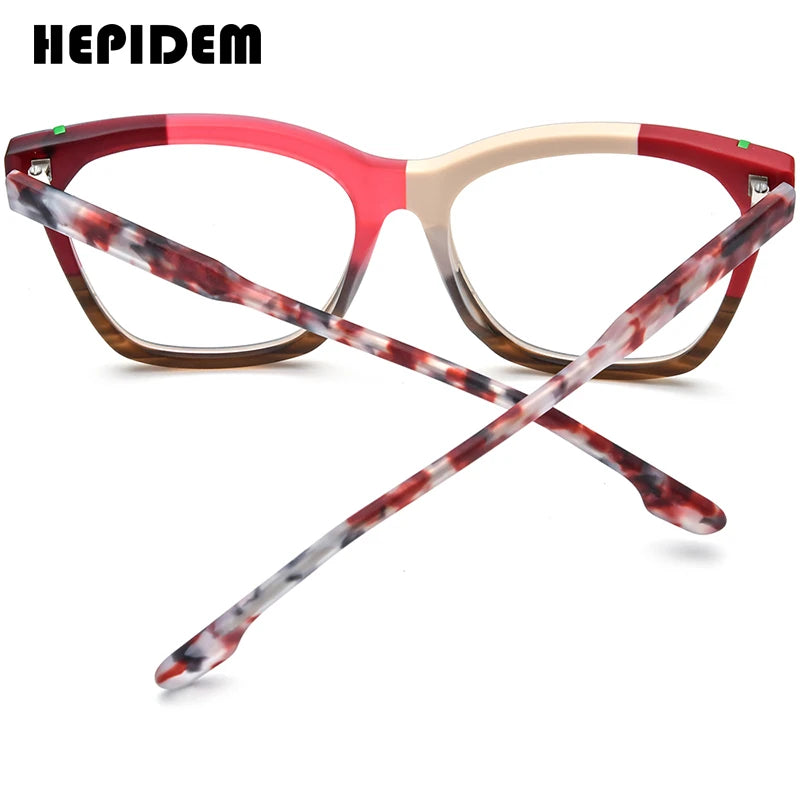 HEPIDEM Acetate Glasses Women 2024 New Men Fashion Square Eyeglasses Spectacles Eyewear H9343