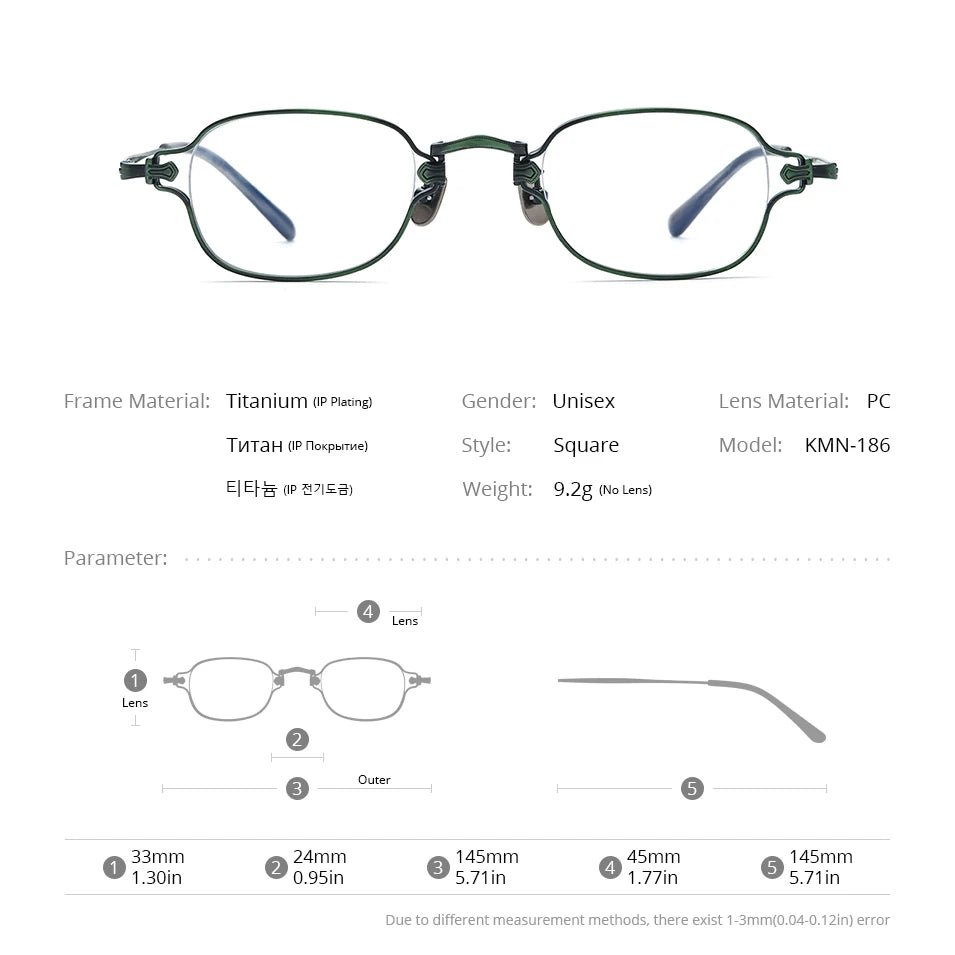 FONEX Pure Titanium Glasses Frame Men 2023 Retro Square Eyeglasses Women Spectacles Eyewear KMN-186