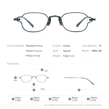 FONEX Pure Titanium Glasses Frame Men 2023 Retro Square Eyeglasses Women Spectacles Eyewear KMN-186