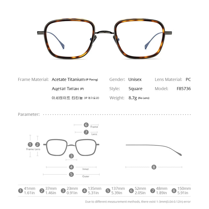 FONEX Acetate Titanium Glasses Men Retro Square Eyeglasses Women 2022 New Frame Spectacles Eyewear F85736