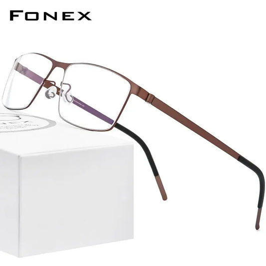 FONEX Alloy Eyeglasses Frame Men Square Eyeglasses 2020 New Male Korea Screwless Eyewear 997