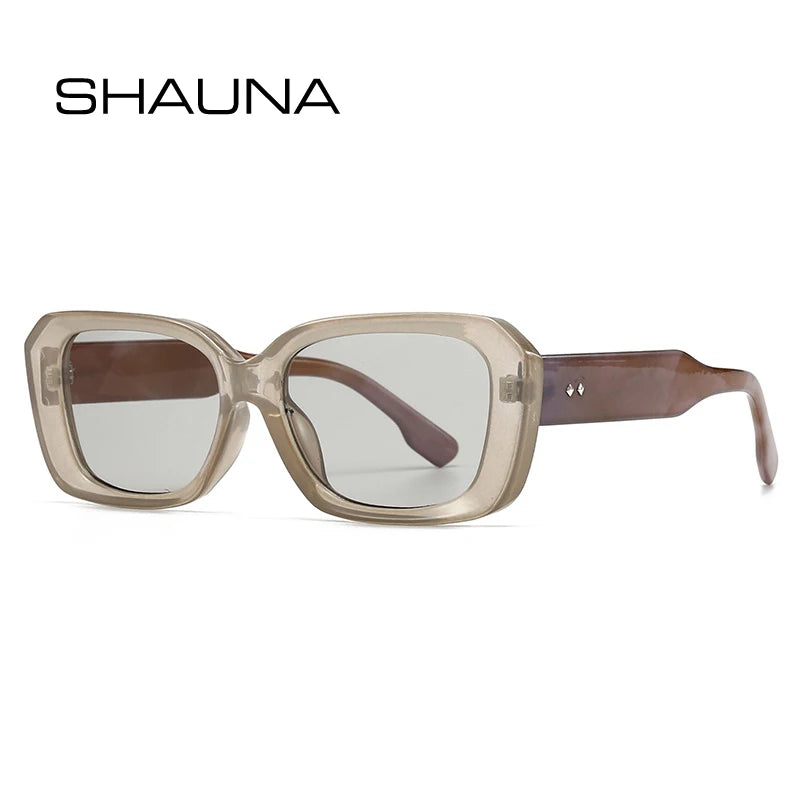 SHAUNA Fashion Polygon Square Women Sunglasses Retro Brand Designer Candy Color Clear Gradient UV400 Men Rivets Sun Glasses