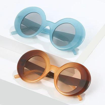 SHAUNA Ins Popular Fashion Oval Contrast Color Sunglasses Women Shades UV400 Retro Blue Red Trending Men Punk Sun Glasses