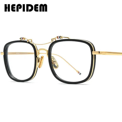 HEPIDEM Acetate Glasses Men Square Eyeglasses Frame Women Browne Brand Oversized Spectacles Eyewear 50247