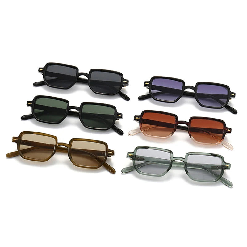 SHAUNA Ins Popular Fashion Rectangle Sunglasses Women Shades UV400 Retro Gradient Men Square Trending Rivets Sun Glasses