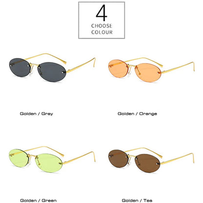 SHAUNA Rimless Oval Candy Color Women Sunglasses Retro Punk Men Shades UV400 Sun Glasses