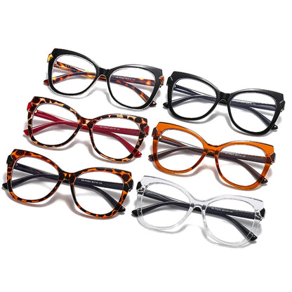 SHAUNA Fashion TR90 Cat Eye Women Double Color Glasses Frame Retro Spring Hinge Clear Anti-Blue Light Eyewear Men Optical Frame