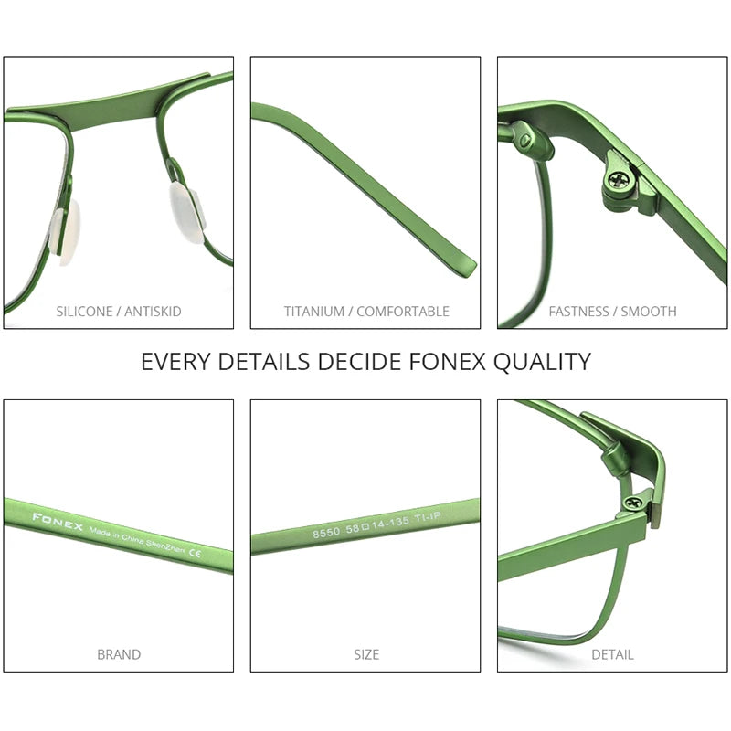 FONEX Titanium Eyeglasses Men Full Rim Classic Square Eyewear 2020 New Male Frame Korea Glasses 8550