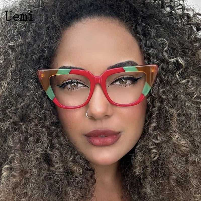 Neue Retro Bunte Anti Blau Licht Frauen Brille Mode Cat Eye Rahmen Trendy Klare Linse Lesen Computer Weibliche Brillen