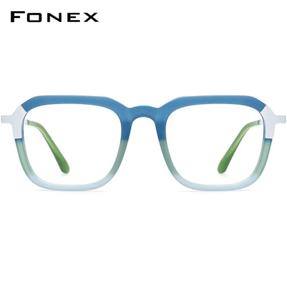 FONEX Colorful Acetate Titanium Glasses Men Square Eyeglasses 2023 Women Spectacles Eyewear F85786