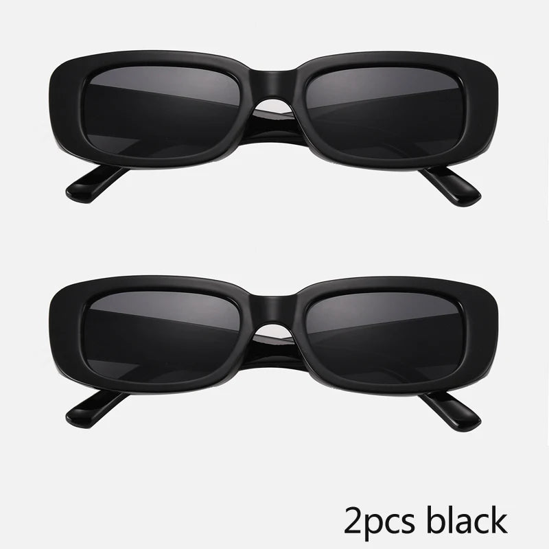 Lot de 2 lunettes de soleil carrées pour femmes, rectangulaires, de marque, de styliste, pour couple, unisexes, petites lentilles dégradées, à la mode, Oculos UV400