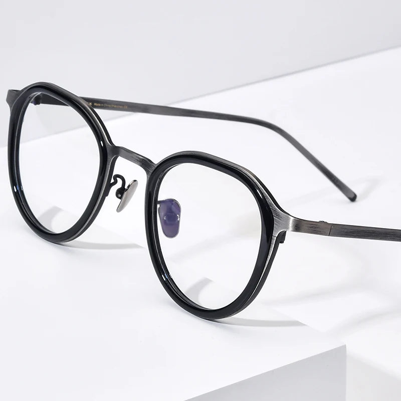 FONEX Acetat Titan Brille Männer 2023 Neue Frauen Einfache Retro Quadratische Brille Brillen IE-011