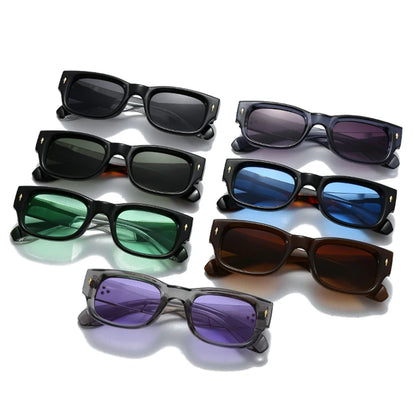 SHAUNA New Square Candy Color Women Sunglasses Retro Rivets Punk Men Sun Glasses