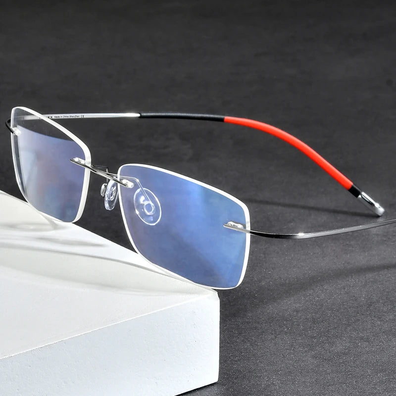 FONEX Rimless Titanium Eyeglasses Men 2021 New Frameless Glasses Frame Women Eyewear 9203