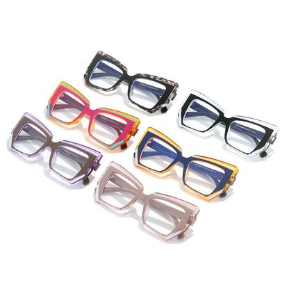 SHAUNA Ins Popular Fashion Polygon Cat Eye Multicolor Glasses Frame Women Clear Anti-Blue Light Eyewear Optical Men Frame