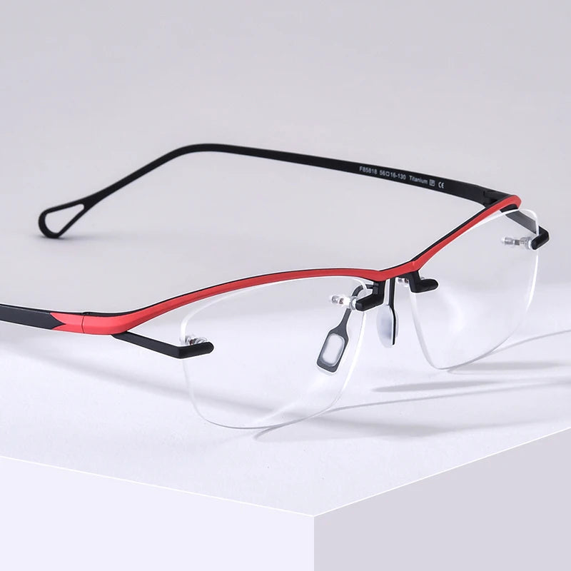 Lunettes en titane pur FONEX pour hommes et femmes, nouvelles lunettes carrées semi-cerclées, demi-montures, 2024, F85818