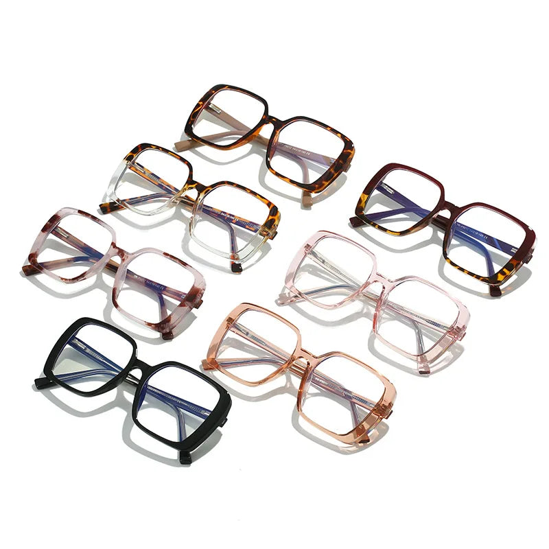 SHAUNA Retro Square Clear Anti-blue Light Eyewear Women Double Color Glasses Frame Fashion TR90 Spring Hinge Men Optical Frame