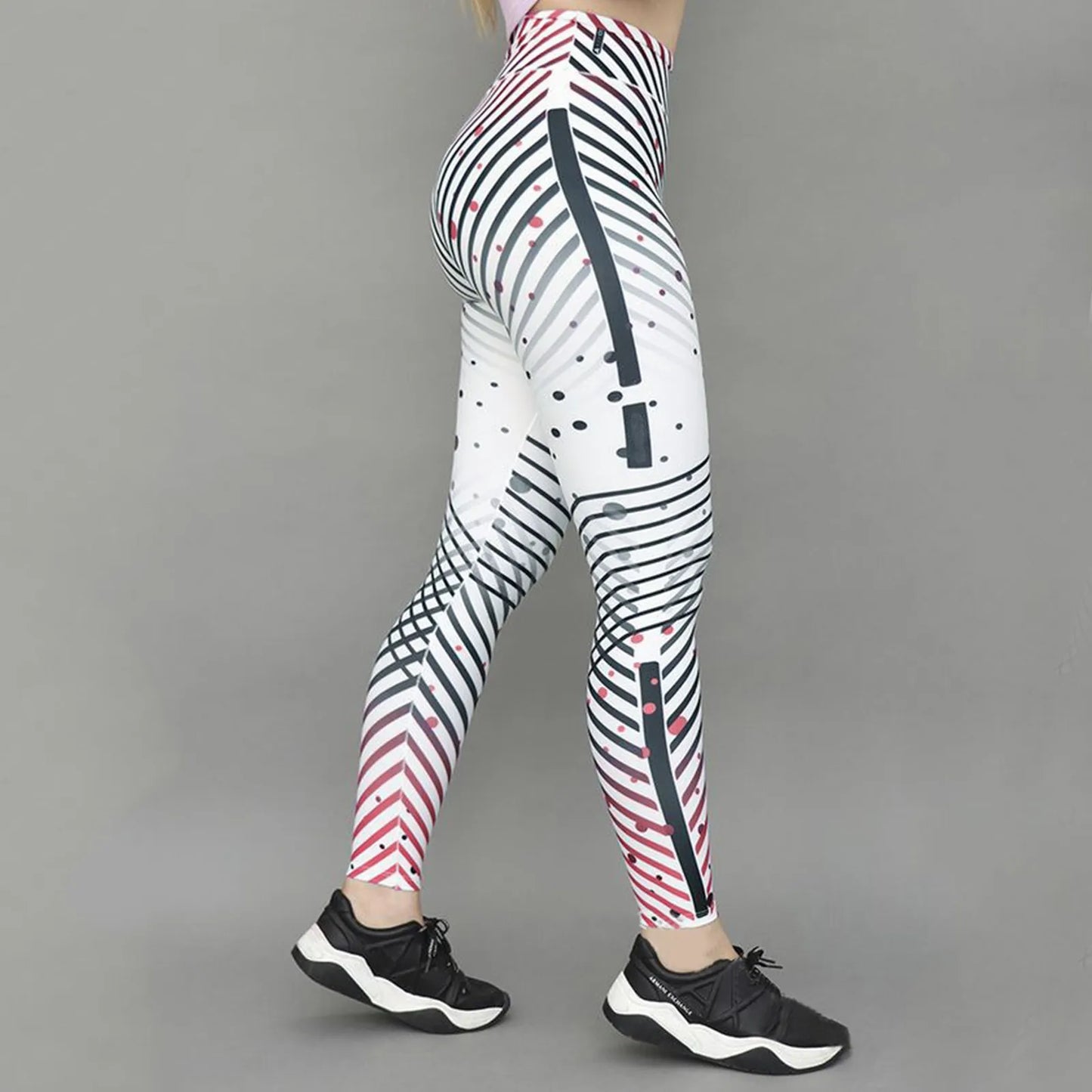 FCCEXIO New Seamless Leggings Sport Women Fitness Leisure Elastic Tight Yoga Running Floral Stripes Print Leggings Gym Pants