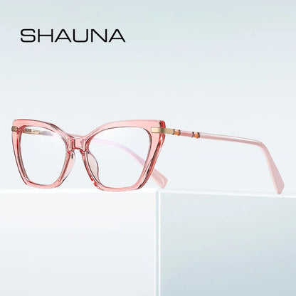 SHAUNA Anti-Blue Light Spring Hinge TR90 Fashion Women Cat Eye Optical Glasses Frames