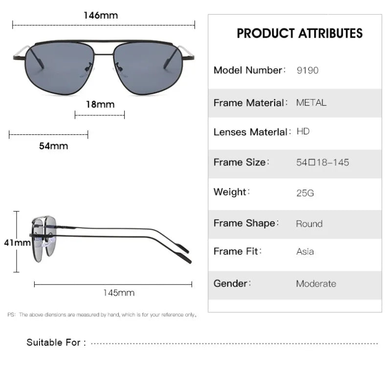 New Fashion Oval Sunglasses For Women Men Luxury Retro Double Bridge Metal Frame Sun Glasses Female Shades UV400 Eyeglasses