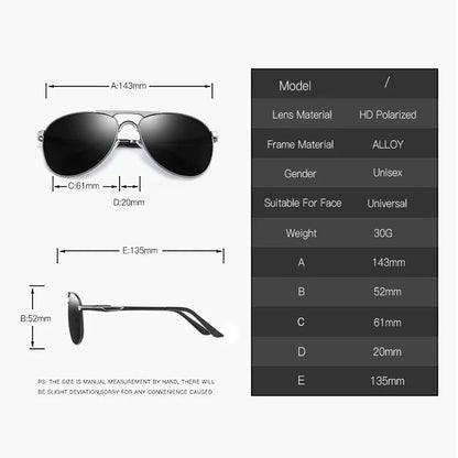 Polarisierte Sonnenbrille für Männer und Frauen, Metallrahmen, Pilotenbrille, männliche Mode, Sonnenbrille zum Autofahren, Markendesign, Brillen, Schattierungen von UV400