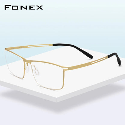 FONEX B Titanium Glasses Men Semi Rimless Eyeglasses Frame Ultralight Frames Screwless Eyewear 874