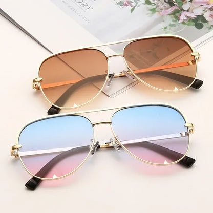 Luxury Metal Women Sunglasses Oversize Men Driving Mirror Anti-Reflective Sun Glasses Lady Shades Party Eyewear UV400 Oculos