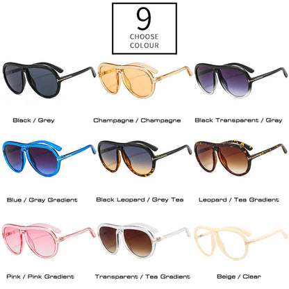 SHAUNA Retro Übergroße Piloten-Sonnenbrille Damenmode Markendesigner Farbverlaufstöne UV400 Herren Ovale Sonnenbrille