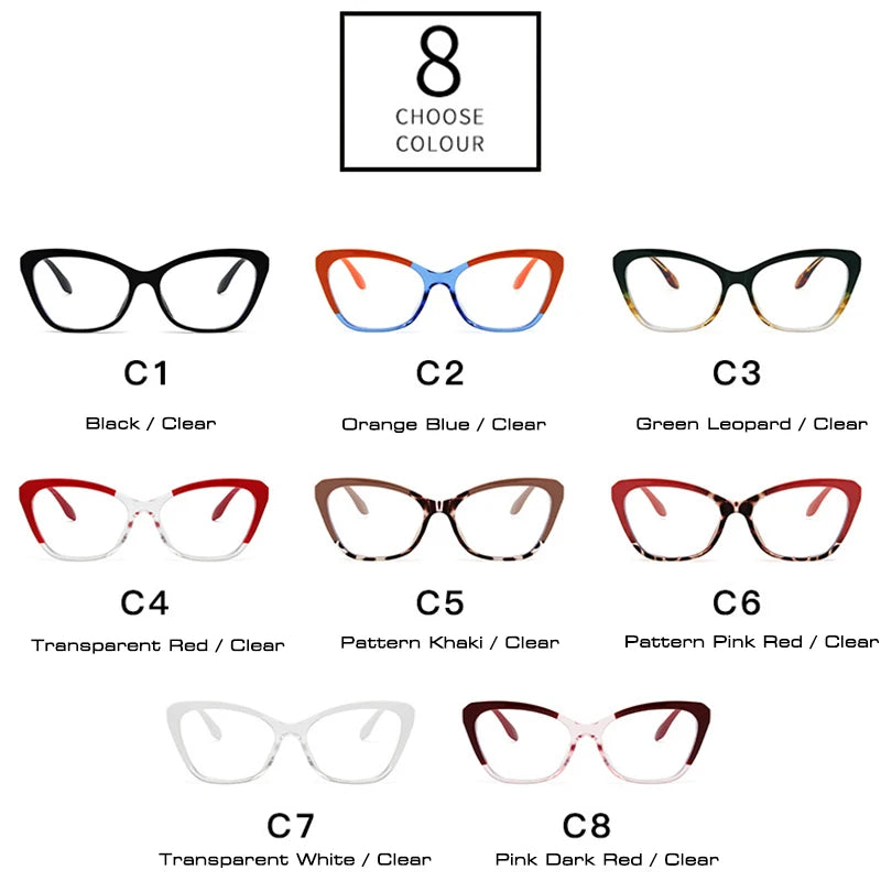 SHAUNA Fashion TR90 Clear Anti-Blue Light Women Glasses Frame Retro Spring Hinge Men Optical Cat Eye Double Color Frame