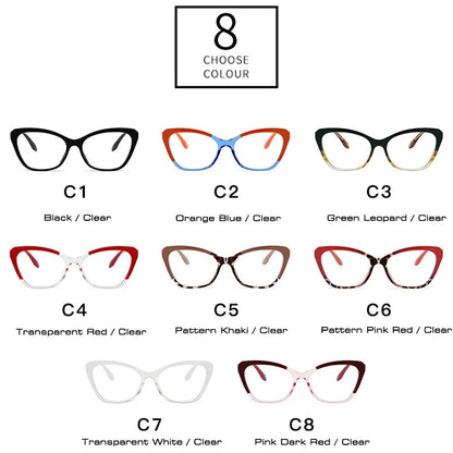 SHAUNA Fashion TR90 Clear Anti-Blue Light Women Glasses Frame Retro Spring Hinge Men Optical Cat Eye Double Color Frame