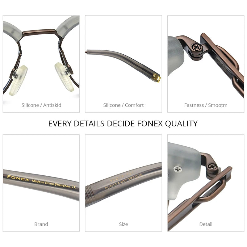 FONEX Acetate Titanium Glasses Men Vintage Oversize Square Eyeglasses 2022 Women Spectacles Eyewear DLX410