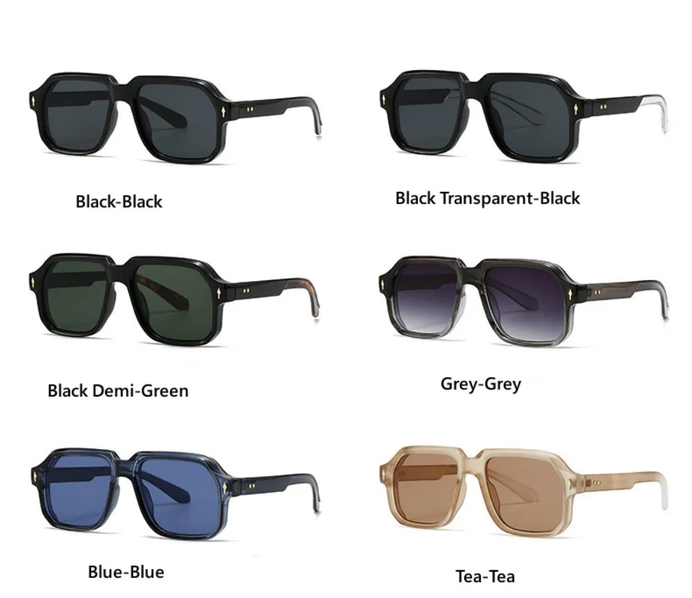 New Fashion Square Sunglasses For Women Men Luxury Retro Rivet Decorate Modern Driving Outdoor Shades UV400 Sun Glasses