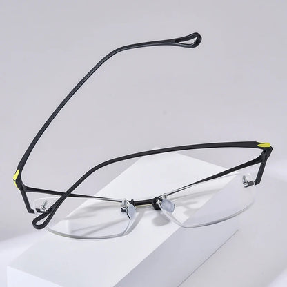 Lunettes en titane pur FONEX pour hommes et femmes, nouvelles lunettes carrées semi-cerclées, demi-montures, 2024, F85818